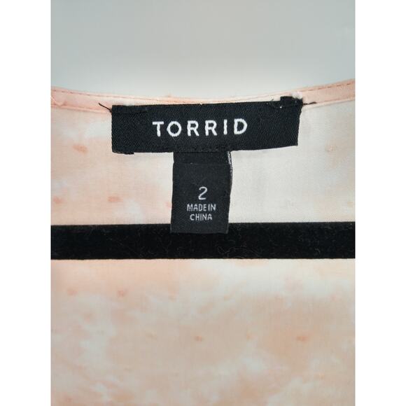 Torrid Kimono 2X Tie Dye Clip Dot Tiered Tie Front Short Sleeve Cover Up Peach - Picture 6 of 13